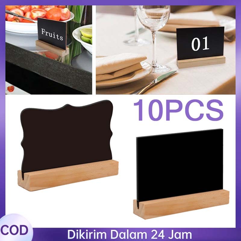 

10pcs Papan Tulis Cafe Papan Notes Papan Menu Berdiri Mini Blackboard Kayu Papan Reservasi Mini Chalkboard Papan Tulis Mini