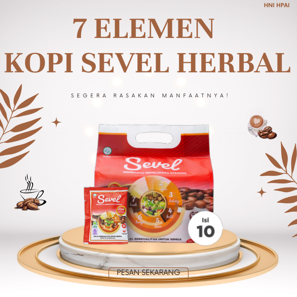 

KOPI 7 ELEMEN HNI HPAI KOPI SEVEL isi 10 merah enak