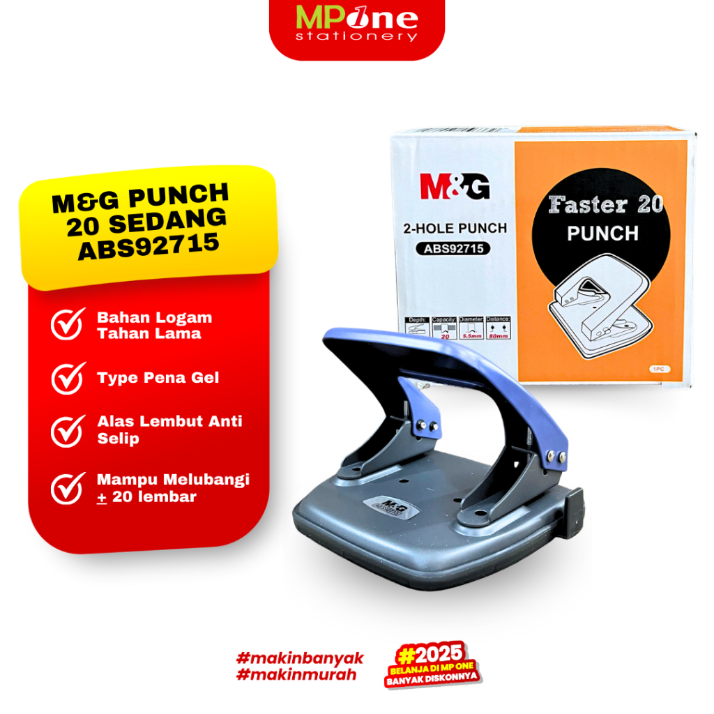

M&G Punch 20 Sedang ABS92715 / Pembolong Kertas 2 Lubang Ukuran Sedang / Paper Punch 20 M&G