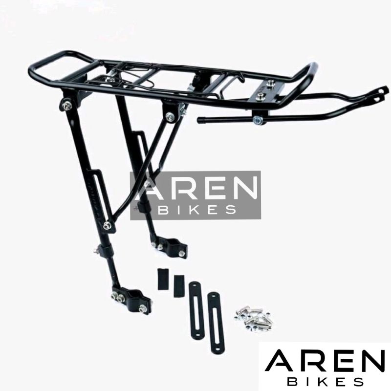 BAGASI SEPEDA ALLOY STRUMMER BONCENGAN BELAKANG RAK PANIER ALUMUNIUM HITAM 20 INCH 24 INCH 26 27.5 7