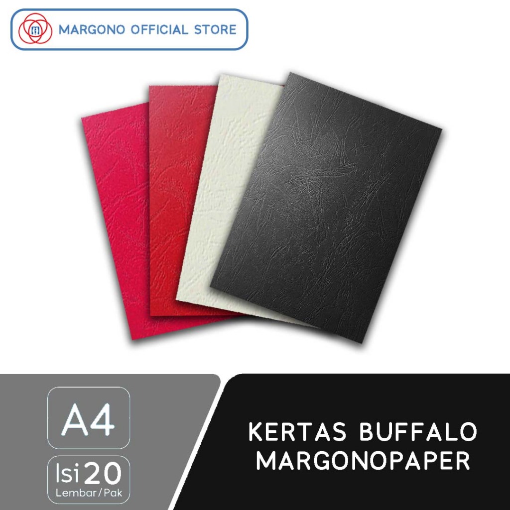 

Margono Kertas Warna Buffalo Tebal A4 Black / Red / Grey /Hitam / Merah 240 - 280 gsm - 20 Lembar
