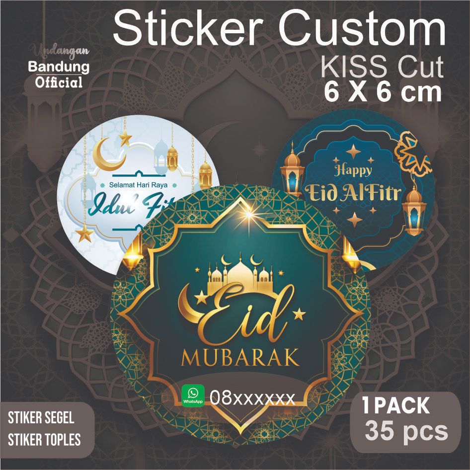 

Sticker Idul Toples Lebaran Idul Fitri Parcel stiker custom eid Termurah Isi 35 pcs