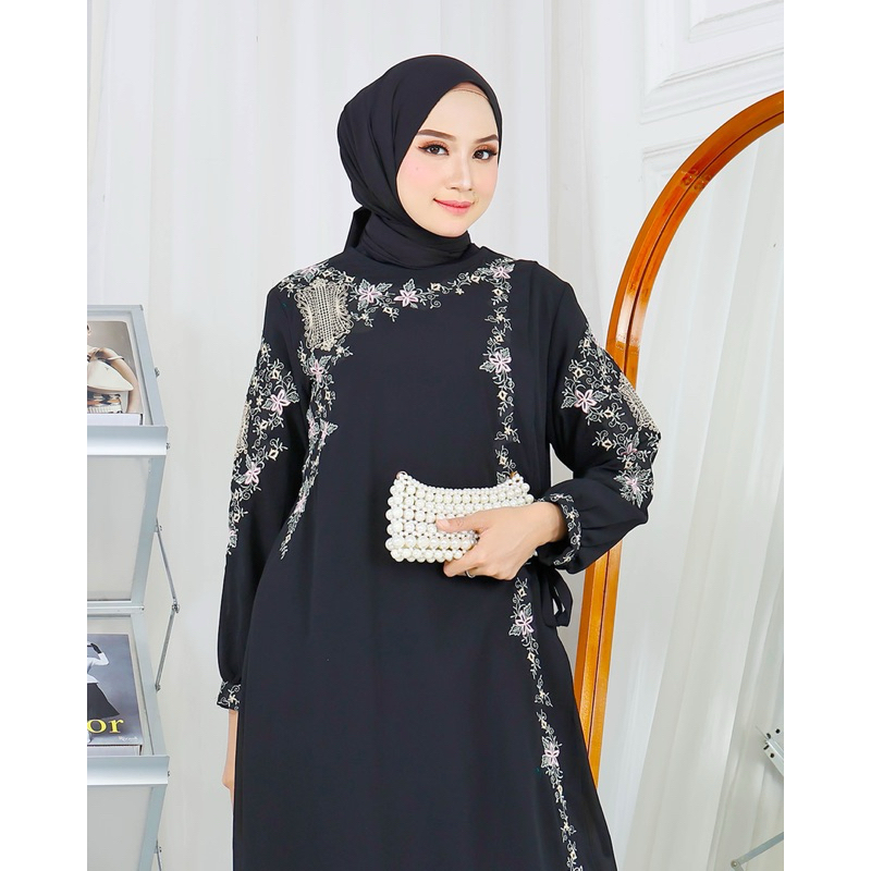 gamis bordir dewasa abaya tali samping ceruty baby doll