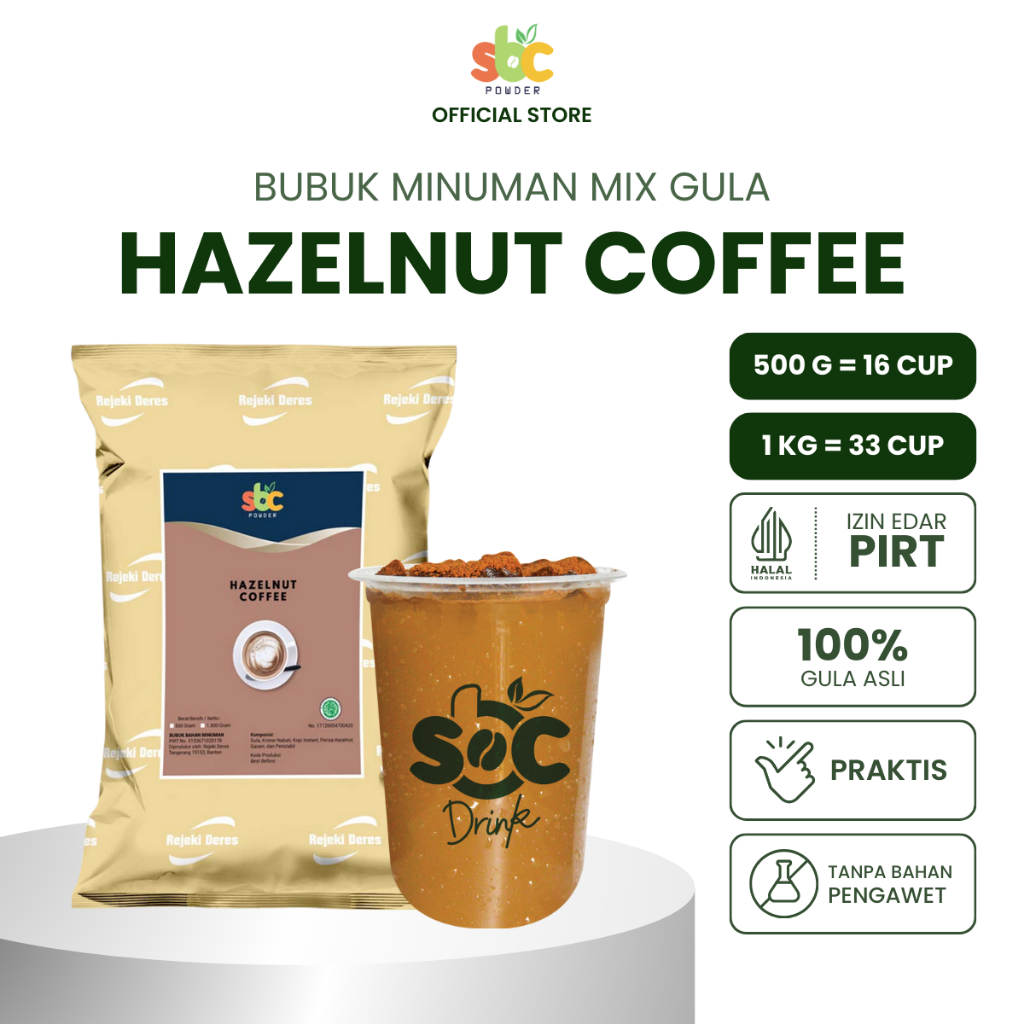 

SBC - Bubuk Minuman SBC Hazelnut Coffee 1Kg - Powder Minuman 1000g / Kopi Bubuk Instant Kiloan