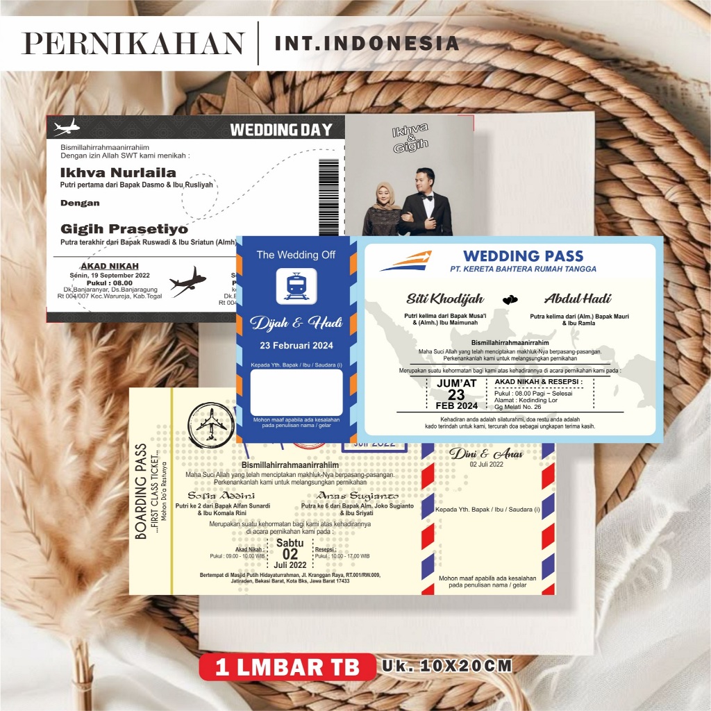 Undangan Pernikahan 1 Lembar TB (A) Bahan Brief Card 210gsm / Surat Undangan Pernikahan Murah
