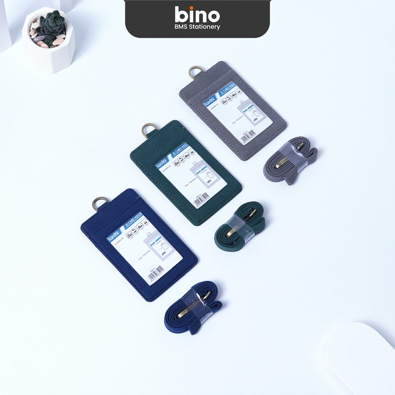 

[BMS Bekasi] Bantex ID Card Leather / Name Tag Holder Kulit Sintetis Portrait Lanyard Tali 8884