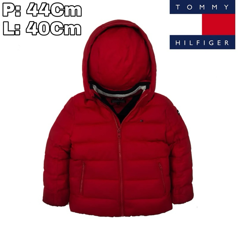 JK75 Jaket Bulang Anak 2-3 Th Tommy Hilfiger Red  Winter Bulu Angsa  Musim Dingin Gunung