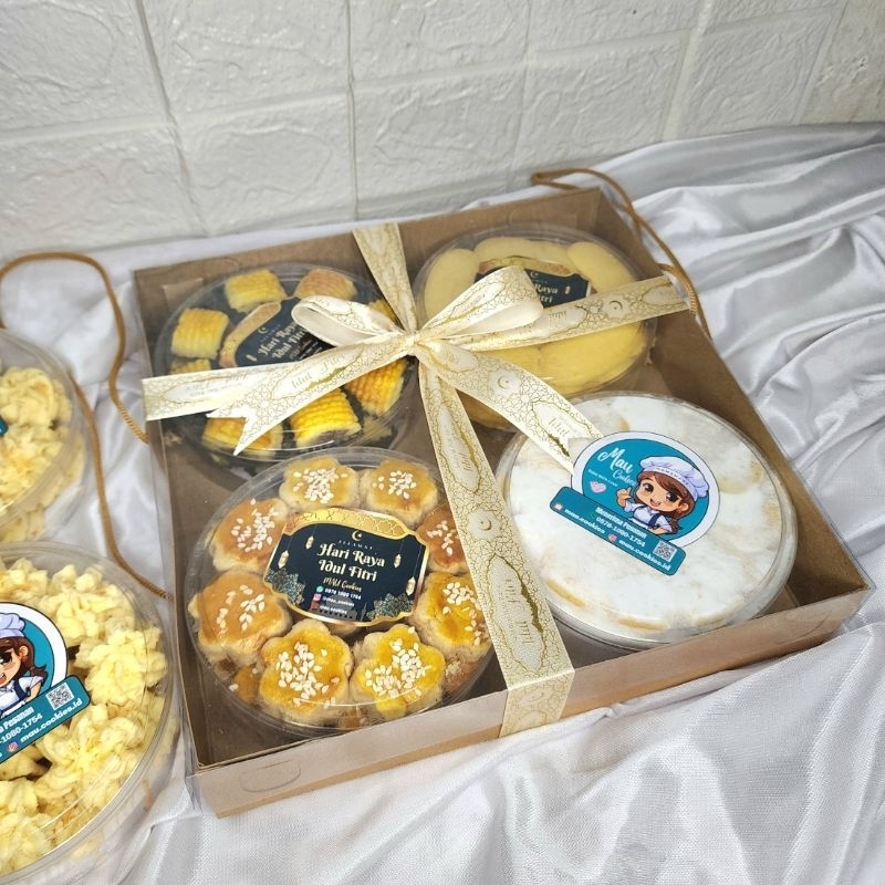 

Paket Hampers Kue Kering 4 Toples 250gr / Nastar / Putri Salju / Lidah Kucing / Kue Kacang