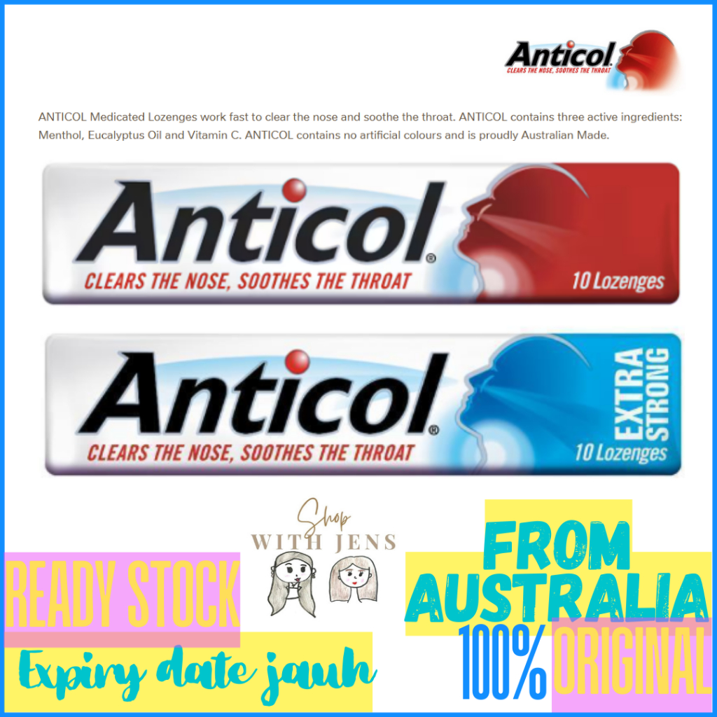 

Anticol Vapour Action Original / Anticol Extra Strong 42g 10 Lozenges Made In Australia Permen Pelega Tenggorokan