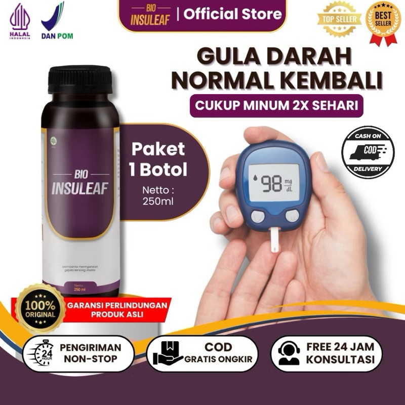 

(COD) 1 Botol Bio Insuleaf 250ml Original BPOM | Herbal Menurunkan Kadar Gula Darah Kolesterol