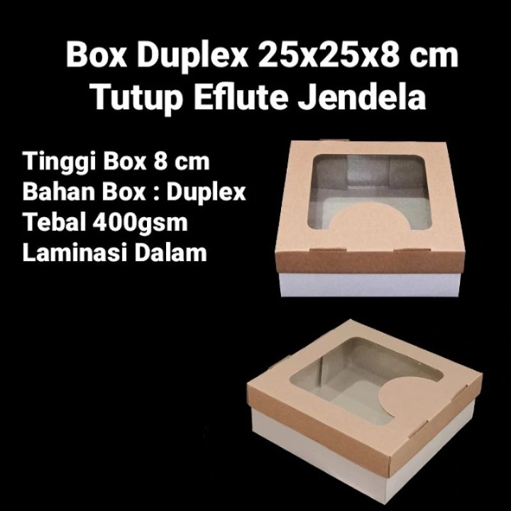 Box Duplex Eflute Model Jendela Mika Dus Kue Makanan 25x25x8cm