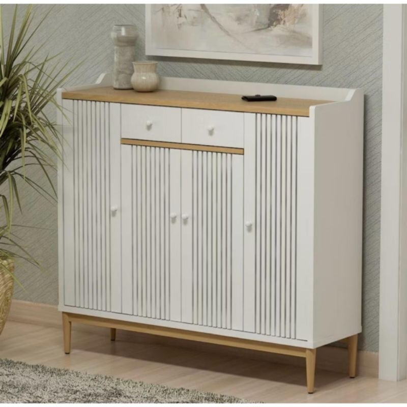 lemari sepatu ashby 4 pintu laci drawer serbaguna rak sepatu minimalis