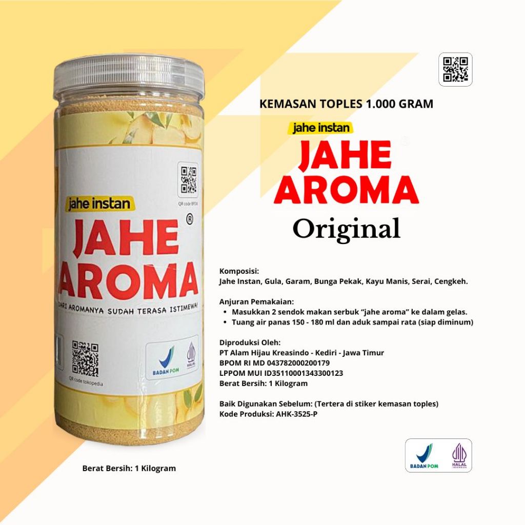 

Isi Banyak, Harga Hemat! Jahe Aroma Toples 1KG – Jahe Instan Rasanya Nendang!