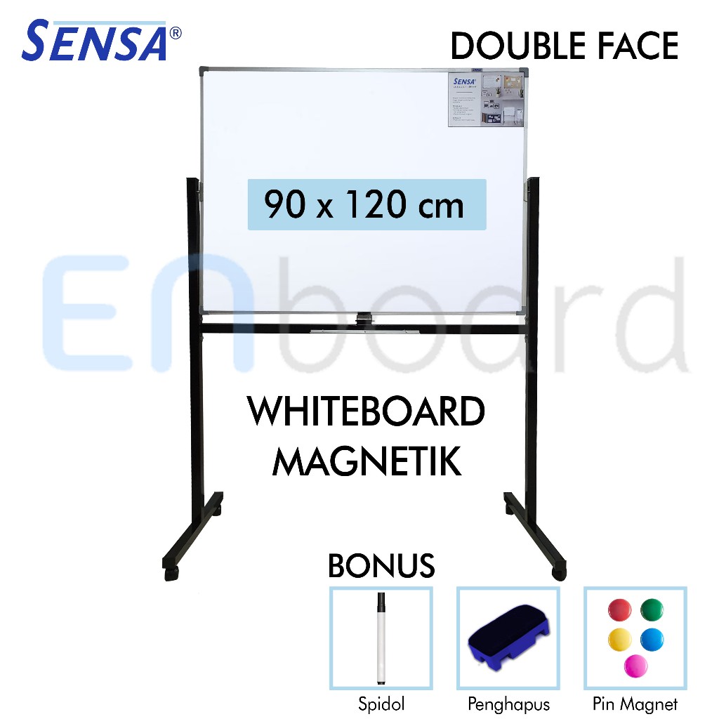 

Papan Tulis Whiteboard / White Board Standing Magnet Double Face Sensa 90 x 120 cm