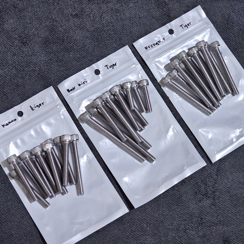 Baut bak kanan kiri Megapro Tiger Set Krengkes stainless Handmade (std)