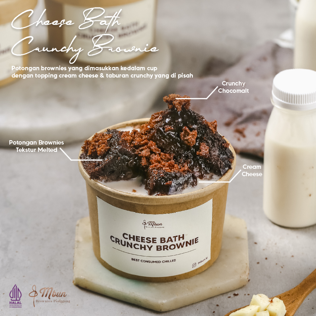 

CHEESE BATH CRUNCHY BROWNIE Mbun Brownies Panggang Brownies Cream cheese Brownies Keju Lumer Keju