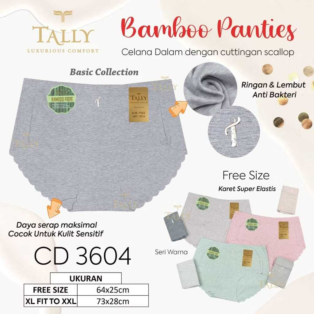 TALLY CD Wanita Katun Bamboo / Celana Dalam Cewek Perempuan Katun Bamboo Panties Tally 3604