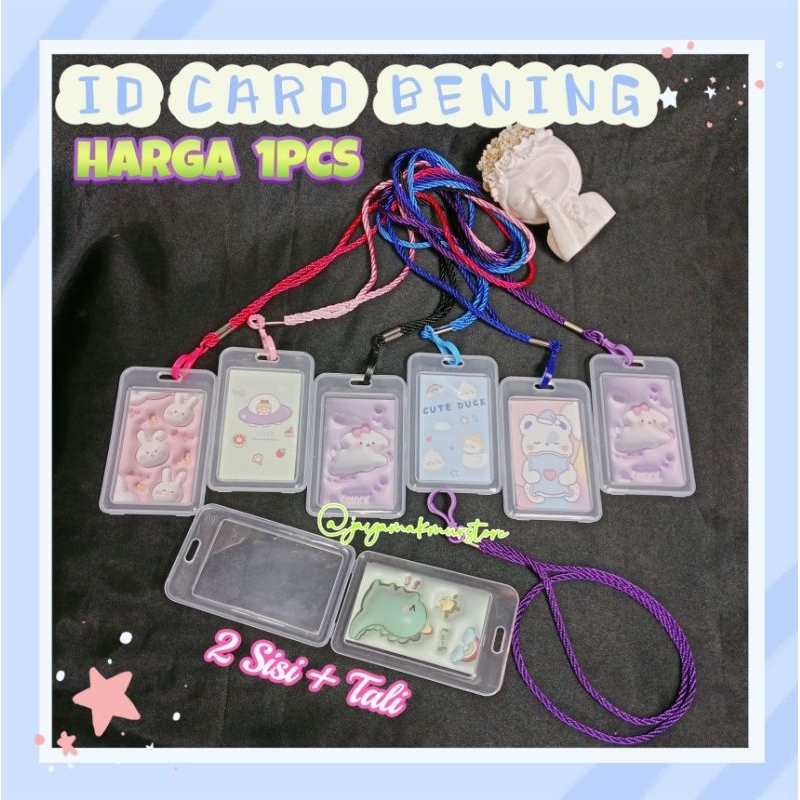 

ID CARD BENING / GANTUNGAN NAME TAG TALI / AKSES KANTOR DAN MAHASISWA / TEMPAT KARTU TRANSPARAN 2 SISI / OST NAME TAG TRANSPARAN / CH 782021