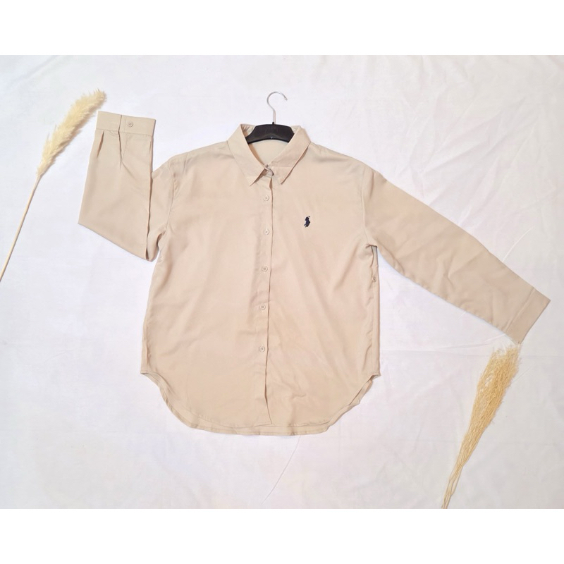 IMPORT BKK KEMEJA POLO COKLAT MUDA POLOS