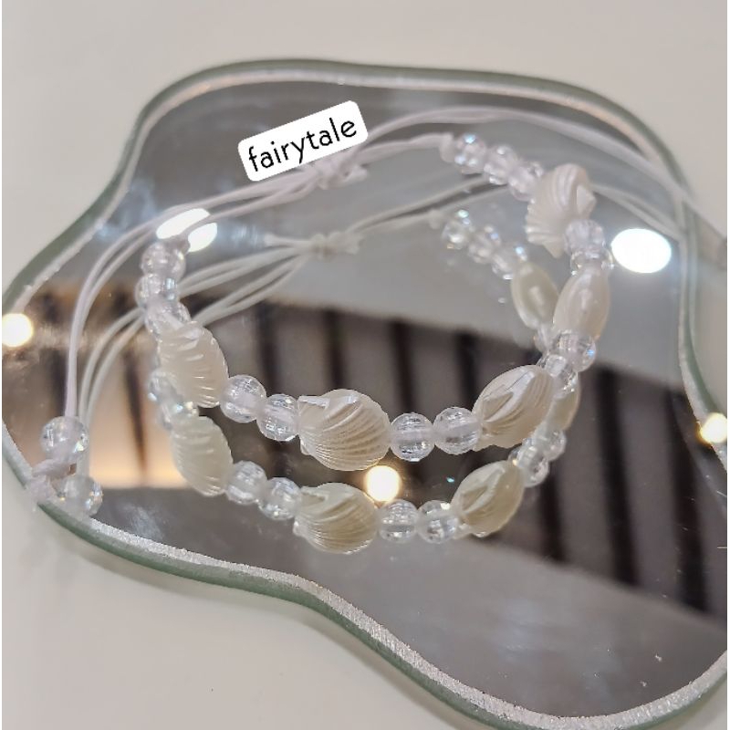 Gelang bracelet putih kerang estetik | kerang shell bracelet putih | gelang estetik putih kekinian