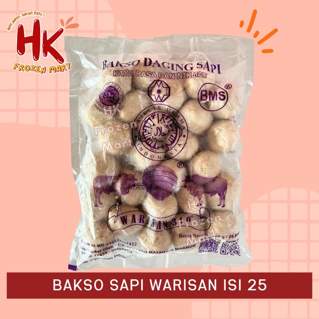 

Bakso Sapi Warisan isi 25 butir | baso enak kuah isian seblak termurah HK Frozen Mart