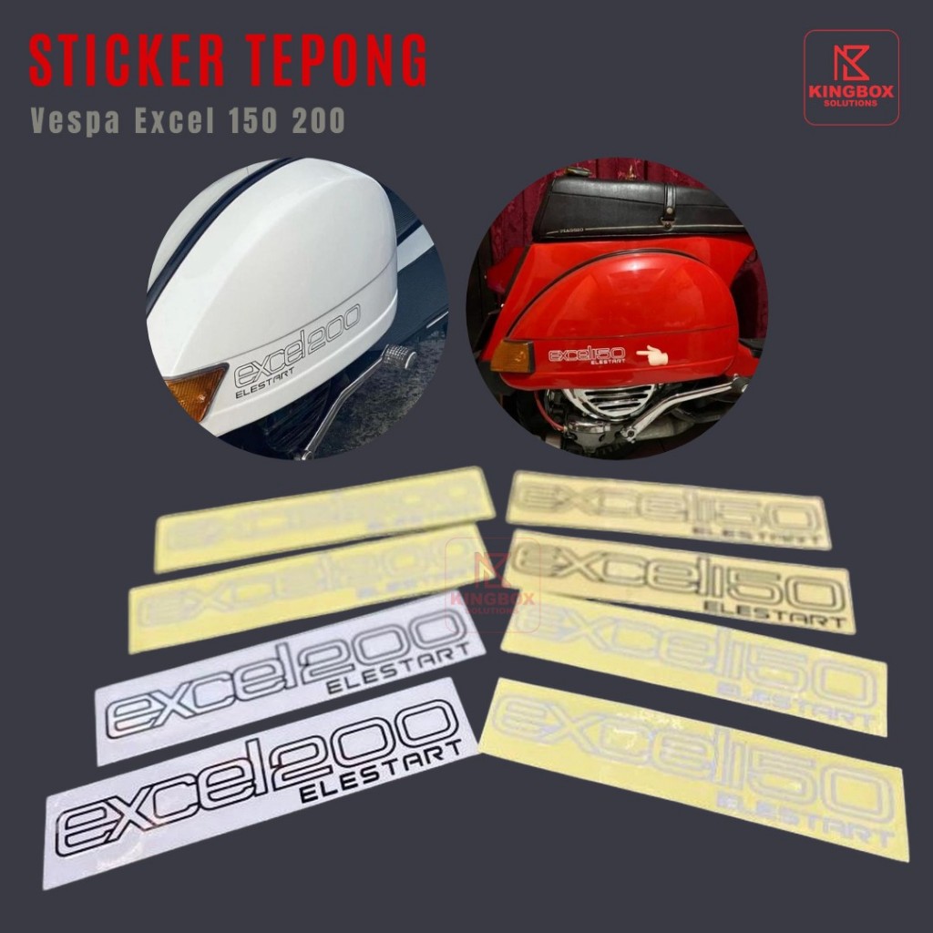 Stiker Logo Emblem Tepong Vespa Excel 150 200 Elestart Kanan Kiri
