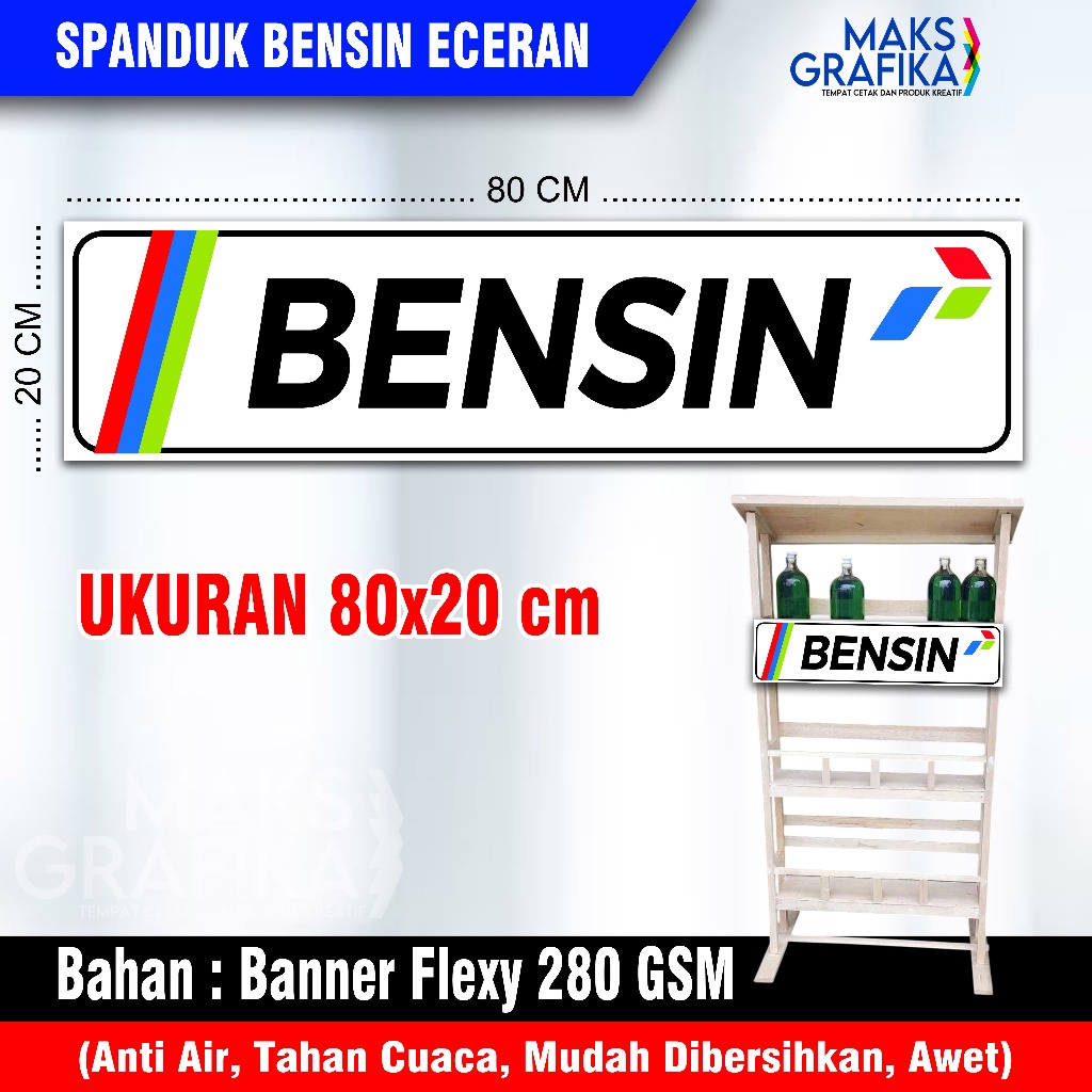 SPANDUK BENSIN ECERAN UKURAN 80X20 CM - BANER BENSIN ECERAN - BANNER BENSIN