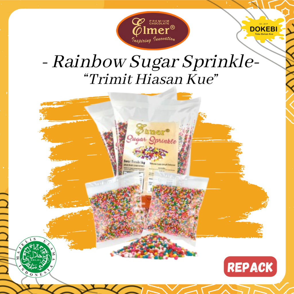 

Sprinkle Spikel Trimit Gula Butir rainbow 1 kg / Gula pasir warna warni / Hiasan Kue