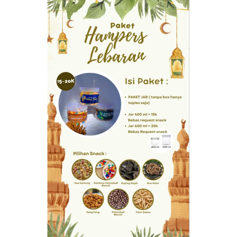 

Hampers Lebaran Murah 400 ml 600 ml lucu kue kering enak hadiah untuk sodara keluarga pasangan