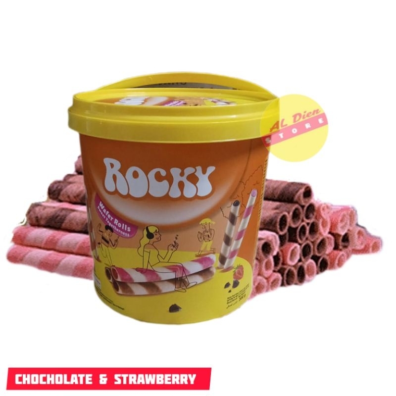 

Wafer Rolls Rocky Cho Cho Mix Chocolate Strawberry 300gr Sweet Togetherness Astor Dolpin Premium Snacks