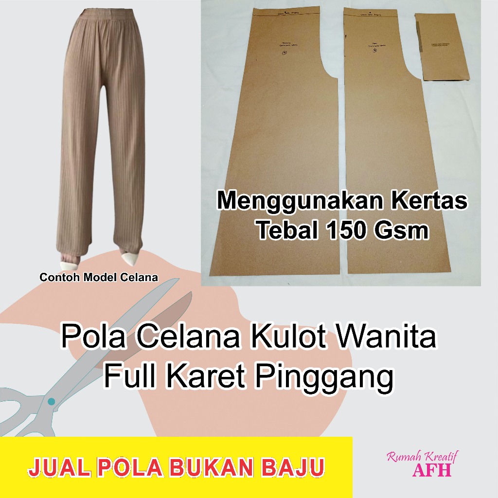Pola Instan Pola Celana Kulot Wanita Full Karet Pinggang