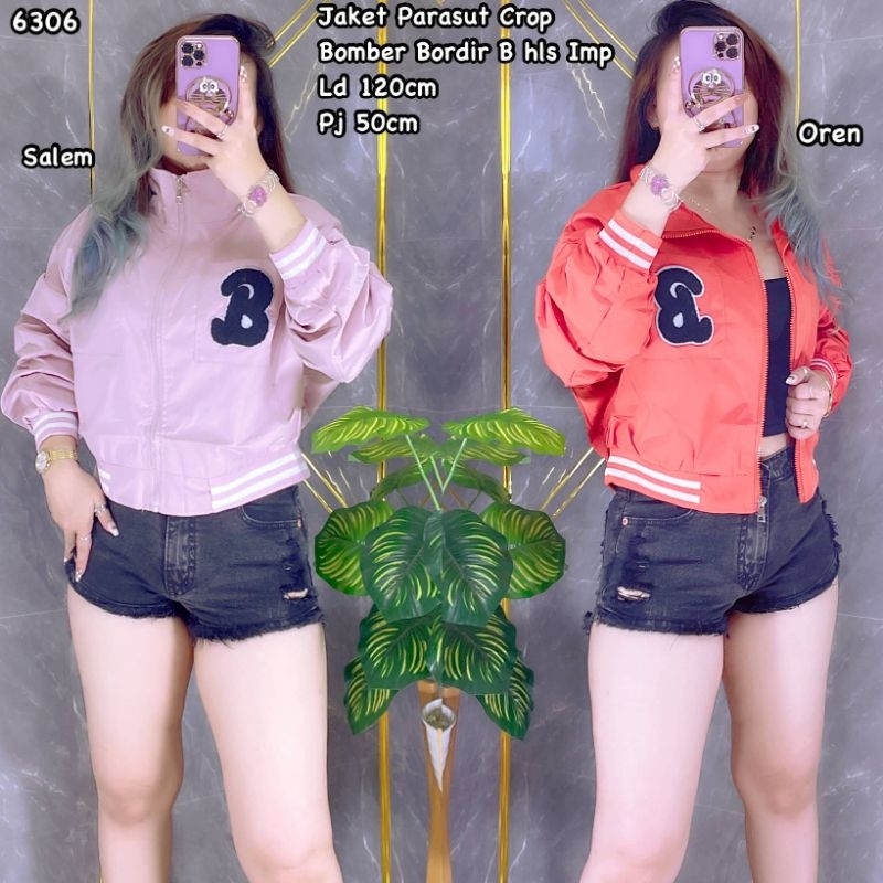 Jaket/Jacket Wanita Parasut Saku Motif Bordir B Halus Import