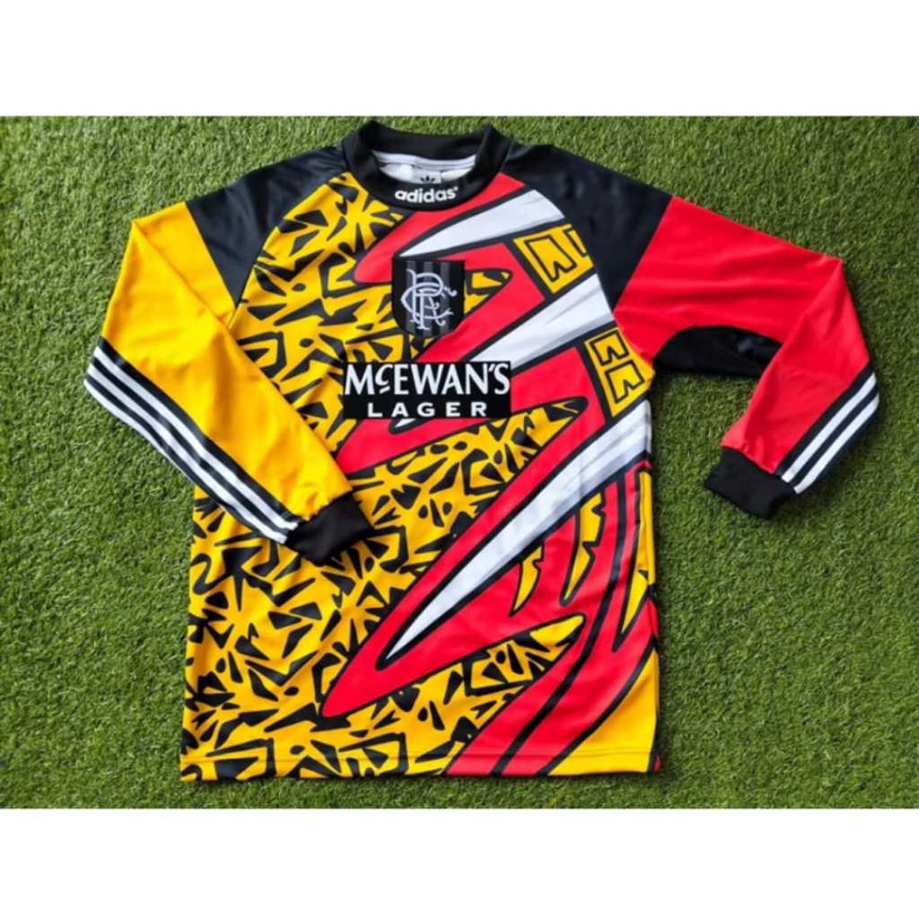 Baju Bola Lawas Vintage Jersey Glasgow Ranger GK 1994 Longsleeve Klasik Blokecore Jersey