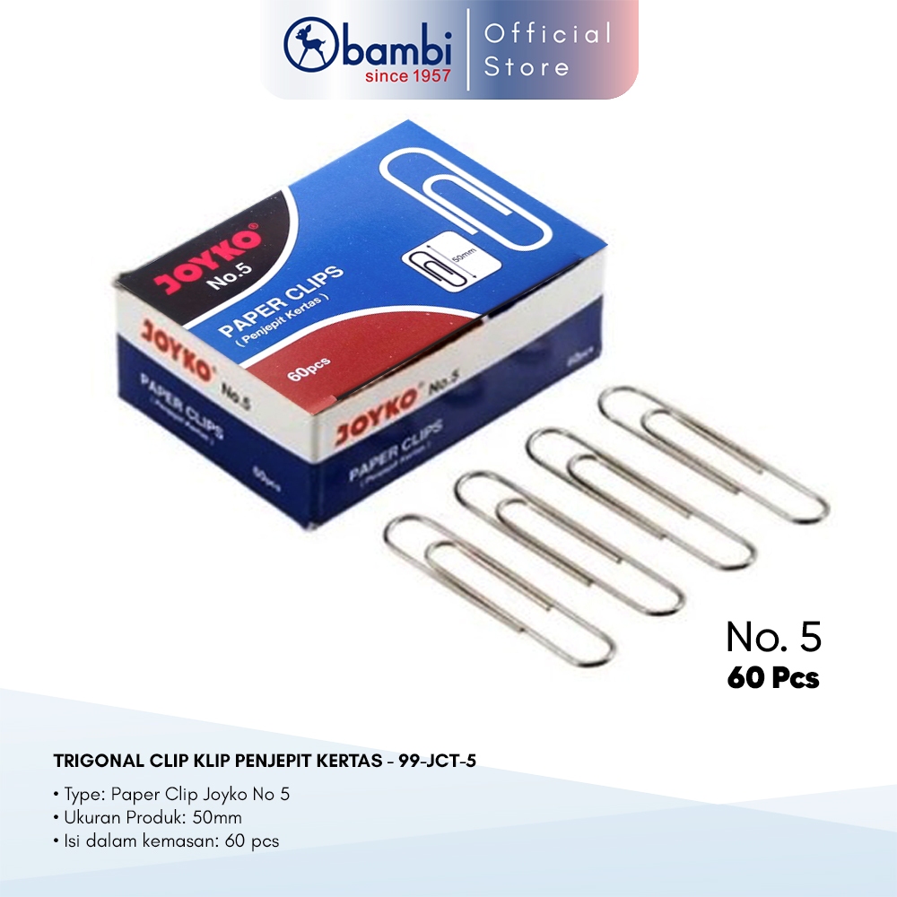 

Joyko Klip Kertas / Penjepit Kertas / Paper Clip Trigonal No.5