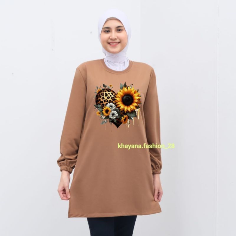 Baju Tunic wanita dewasa motif bunga matahari love baju tunik wanita dewasa