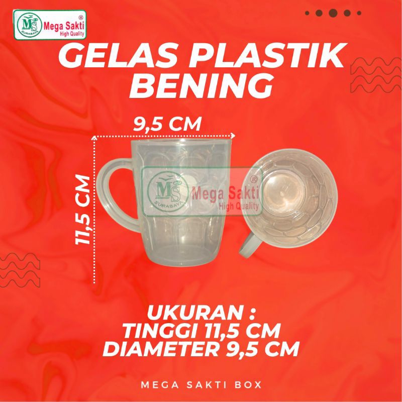 (ISI 1 PCS) GELAS BENING PLASTIK / MUG / GELAS AIR MINUM JUMBO / PLASTIK MURAH