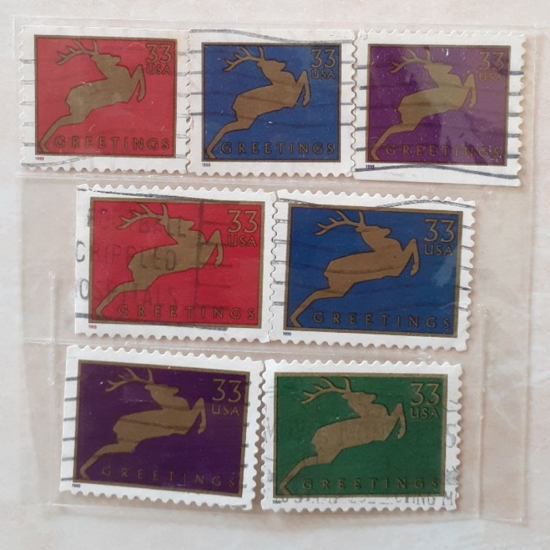 

(A) Perangko USA Christmas 1999 (Jumping Reindeer) Tahun 1999 set 7pcs