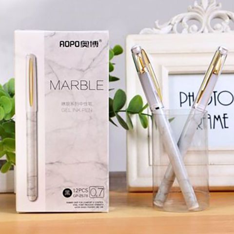 

Pensil tanda tangan dengan ujung berbentuk peluru pola batuan marmer, pensil karbon