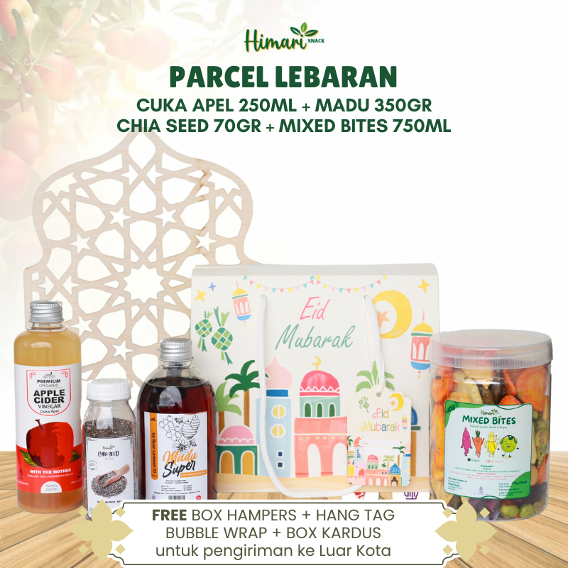 

Himari Mini Hampers Lebaran Keripik Buah Sayur Kering Cuka Apel Madu & Chia Seeds Free Box Parcel