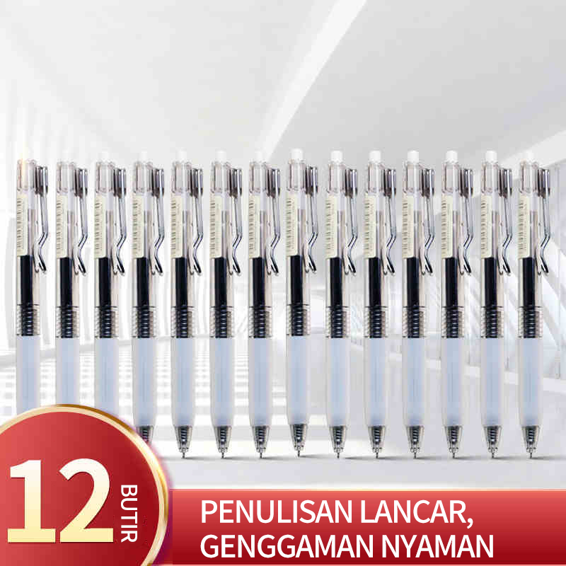 

Pulpen netral dengan desain tombol, pulpen tulis hitam dengan gaya Instagram