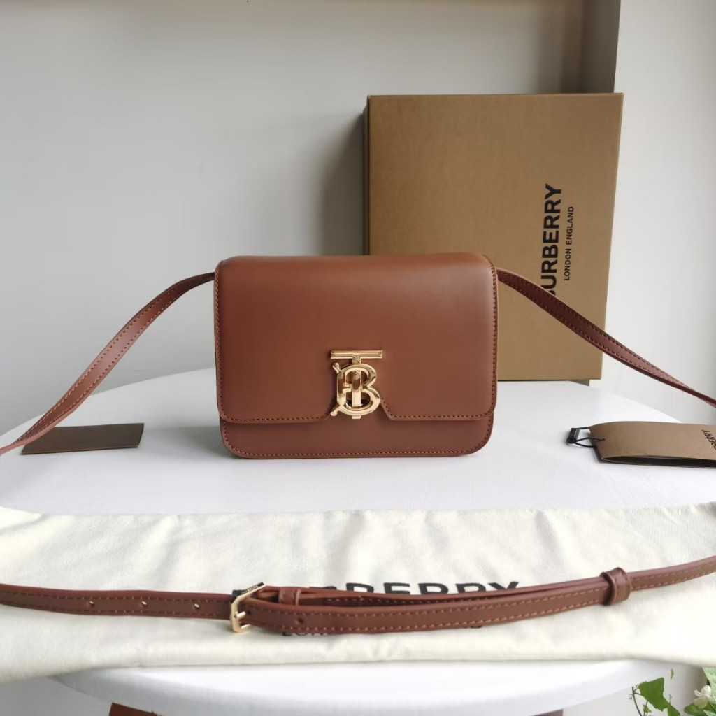 Burberry TB Small Exclusive Logo Leather Lock Bag