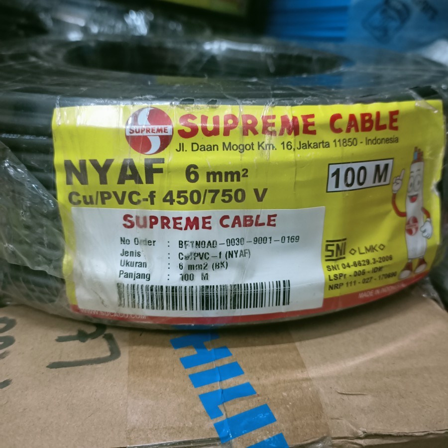 Kabel NYAF/ AF / Serabut 6mm 1x6 Supreme @100 meter - Hitam
