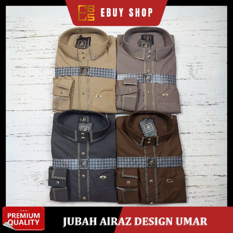 Jubah / Gamis Alraz Kombinasi  Manset Premium / Jubah Alraz Design UMAR / Gamis Alraz Katun Premium
