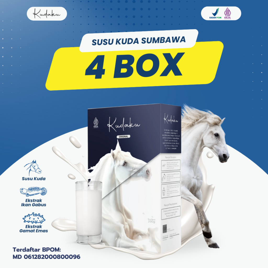 

Kudaku Susu Kuda Liar Sumbawa Paket 4 Box Original Nutrisi Tinggi Kalsium Untuk Tulang & Sendi 200g