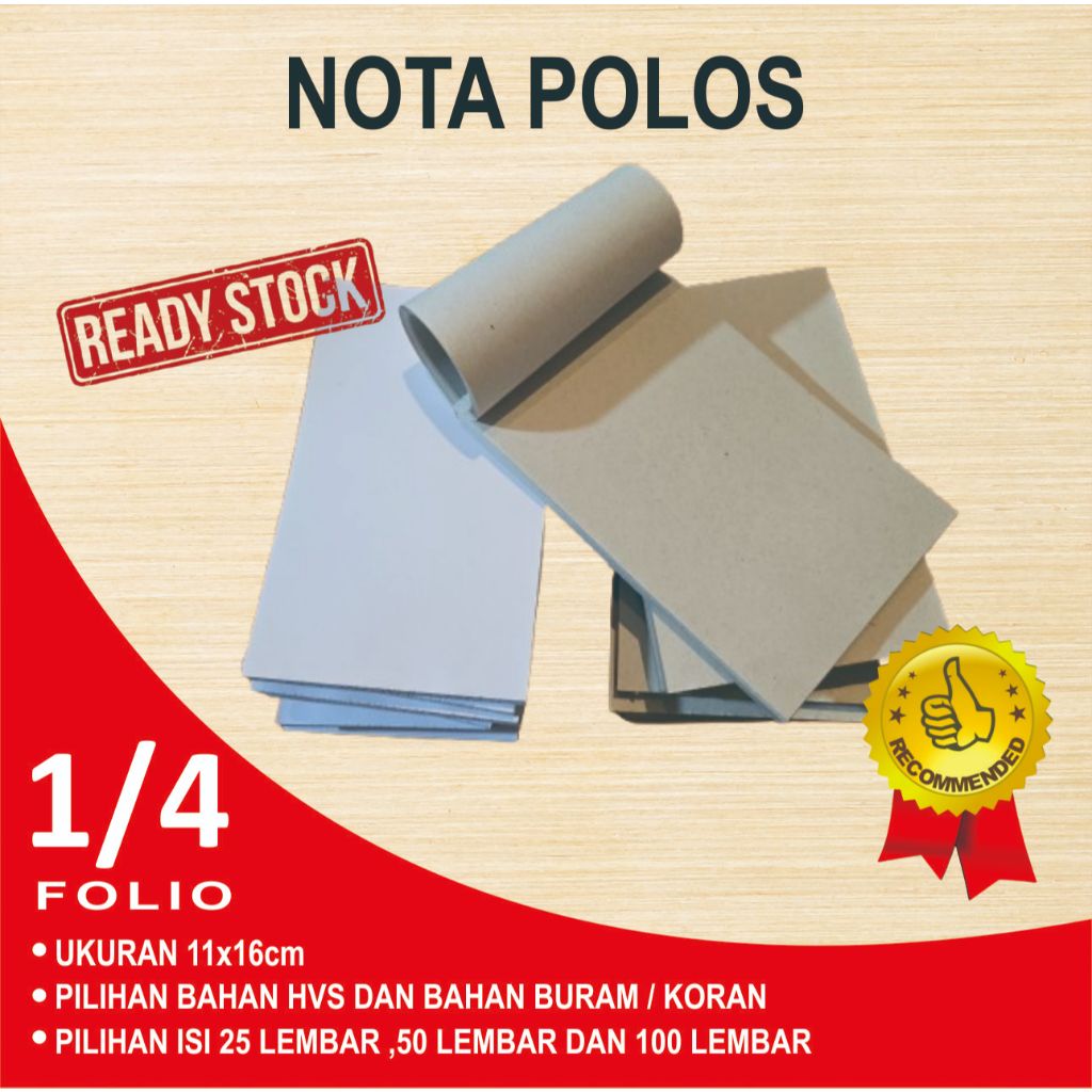 

NOTA POLOS NOTA KOSONGAN HVS BURAM KORAN BON CORAT CORET 1/4 FOLIO