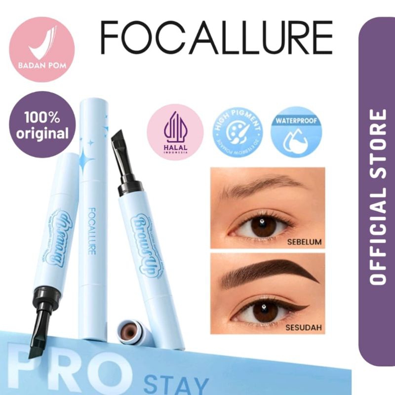 Grosir Termurah FOCALLURE Pro-stay 2 in 1 3D Eyebrow Cream Tahan lama 3 Warna Eyebrow Pomade Eyeline