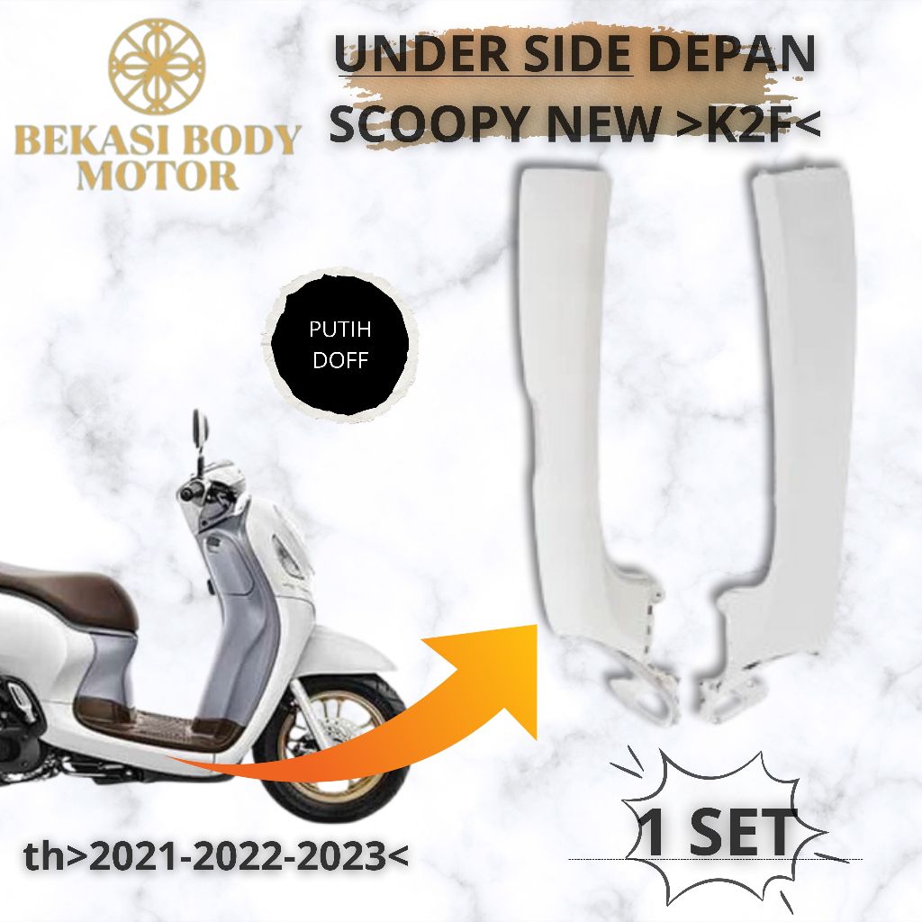 Cover Under Side Sirip dek bawah KANAN KIRI  Scoopy New 2021 Prestige Sporty K2F Putih doff