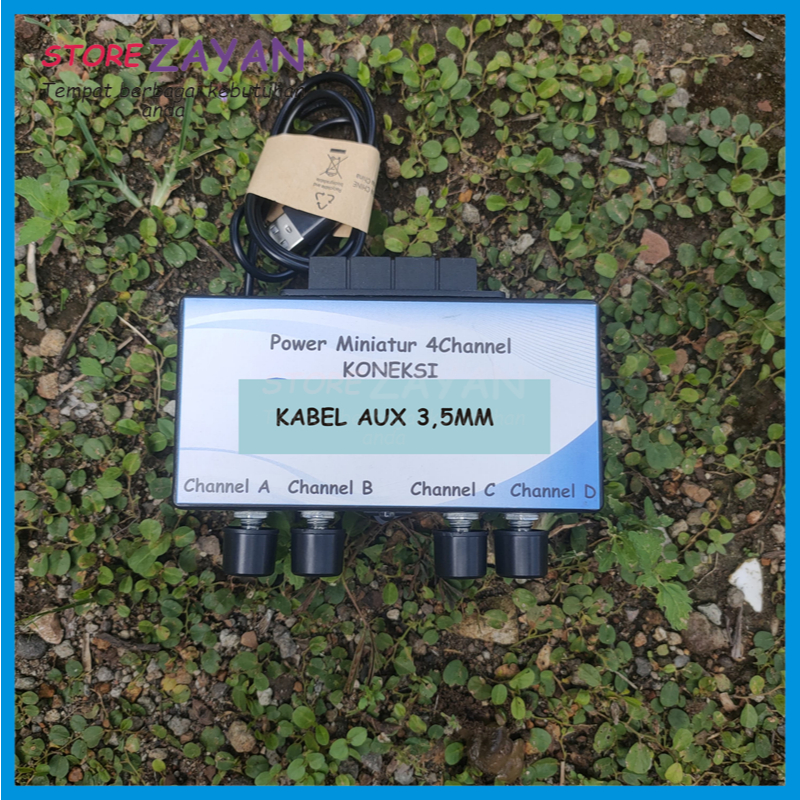 Power Mini Amplifier 4 Channel Stereo 5 Volt Rakitan Miniatur Sound Sistem Full Bass FREE KABEL AUX