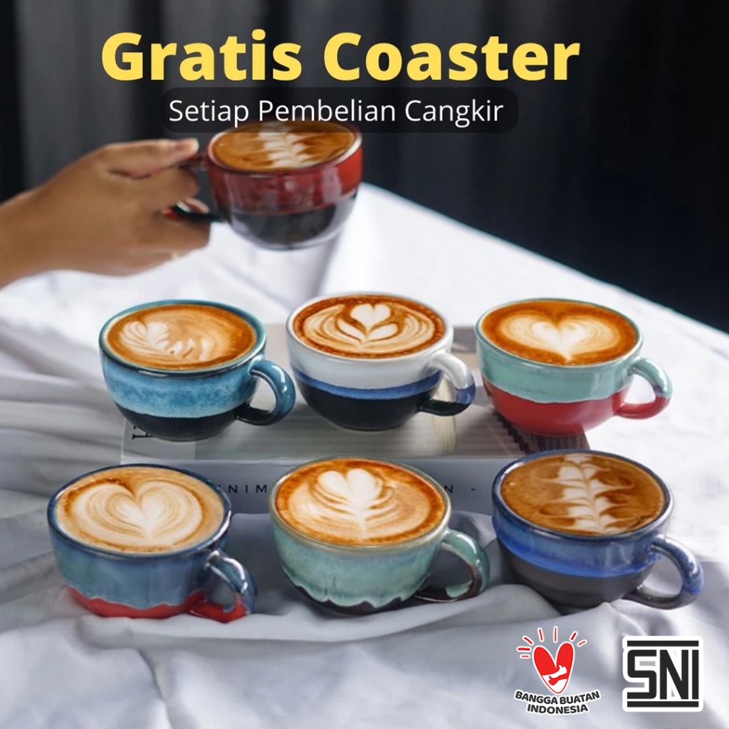 Naruna Cangkir Keramik Handle Cappucino