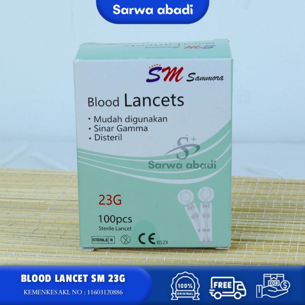Jarum Bekam 23G SAMMORA 1 Box isi 100pcs Sterile Painless / Blood Lancet Sammora Korea 23 G 100 pcs